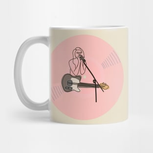 Vinyl - Singer + guitarist minimalist line art (pink) Mug